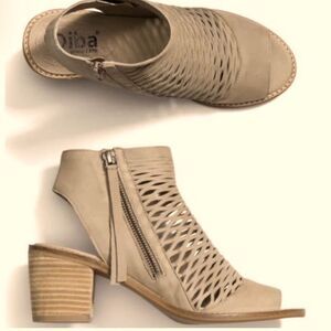 EUC DIBA laser cut open toe block heel‎ sling back B39